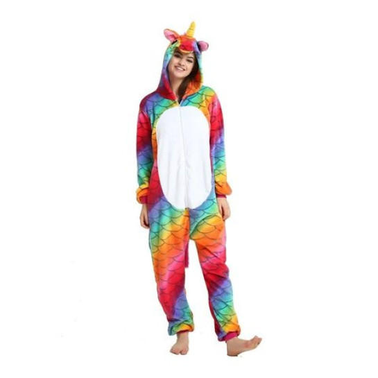 Onesie Kigurumi Vienradzis varavīksnes pūķis